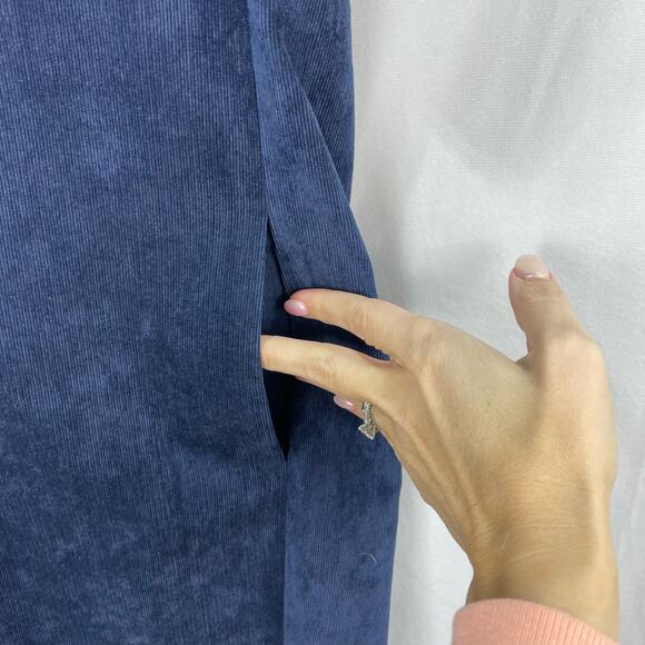 Sachin & Babi Tripp Corduroy Mini Dress Navy Blue Studded Leather Trim Small - Picture 7 of 11